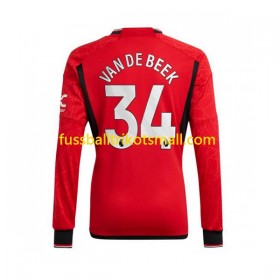 Fußballtrikots Manchester United Donny van de Beek 34 2023-2024 Langarm Heimtrikotsatz kaufen